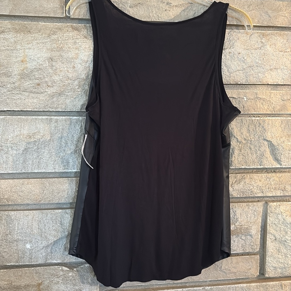 New York & Company Faux Leather Black Tank Top - Picture 3 of 9